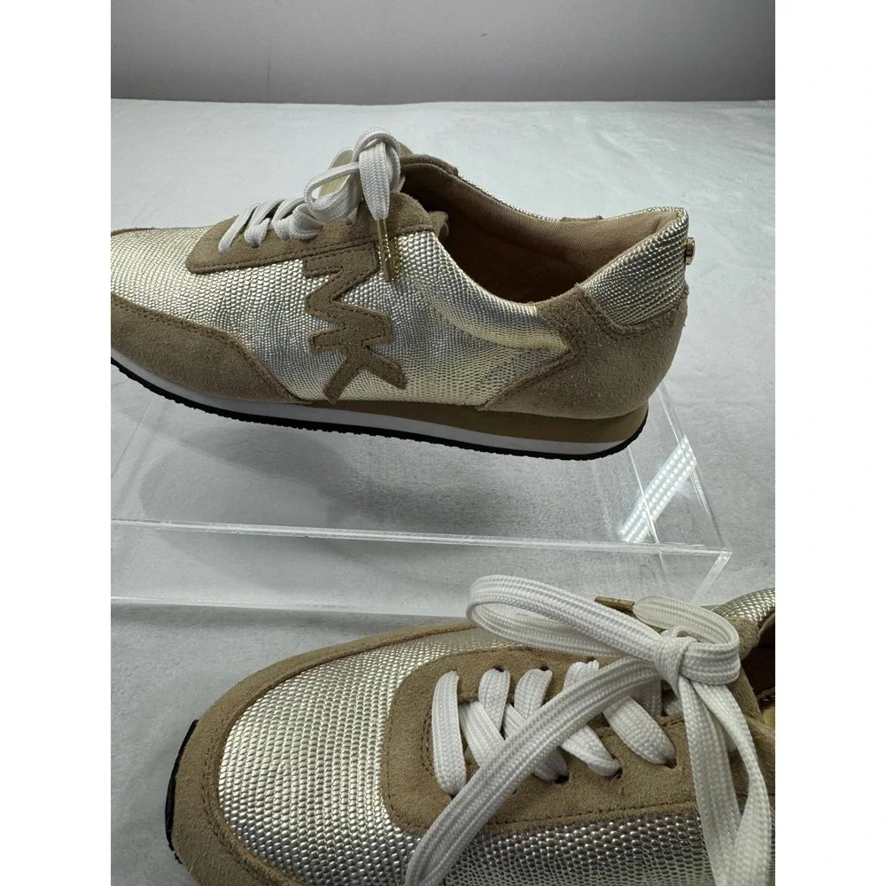 Michael Kors Stanton Trainer Sneakers Women's 6.5M Metallic Gold Lace Up Low Top